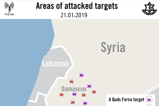 Những địa bàn bị không quân Israel không kích trên chiến trường Syria. Ảnh minh họa: tài khoản @IDF.