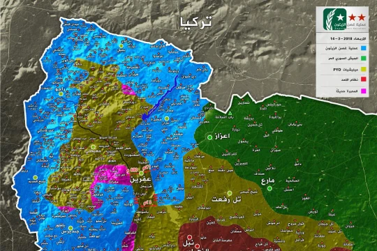 Tình hình chiến sự Afrin tính đến ngày 14.03.2018 theo truyền thông "đối lập" Syria, ảnh của FSA