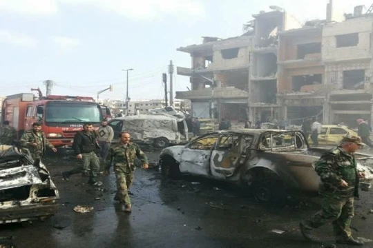 Hiện trường vụ đánh bom tự sát ở thành phố Homs