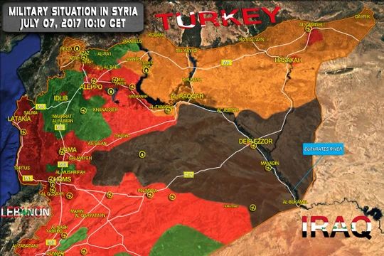 Bản đồ tình hình chiến sự Syria, tính đến ngày 07.07.2017