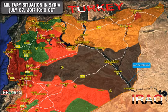 Bản đồ tình hình chiến sự Syria, tính đến ngày 07.07.2017
