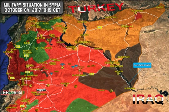 Bản đồ chiến trường Syria tính đến ngày 04.10.2017 theo South Front