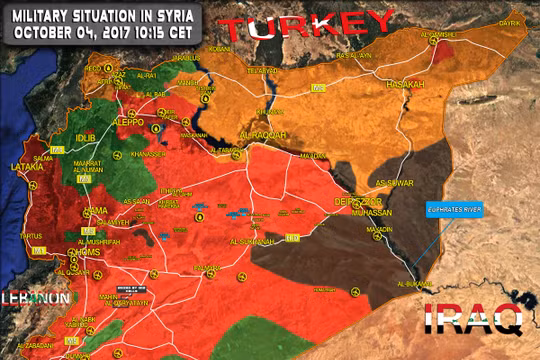 Bản đồ chiến trường Syria tính đến ngày 04.10.2017 theo South Front