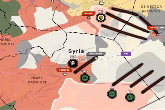 Các mũi tiến công chính của quân đội Syria trên chiến trường Homs - Raqqa