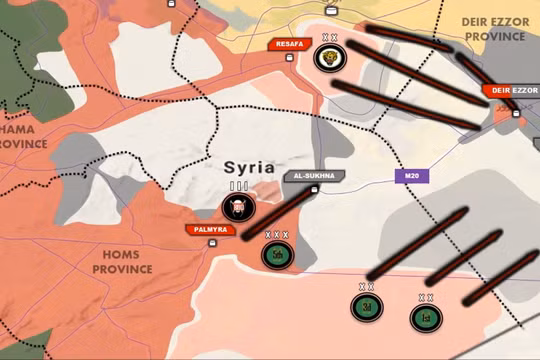 Các mũi tiến công chính của quân đội Syria trên chiến trường Homs - Raqqa