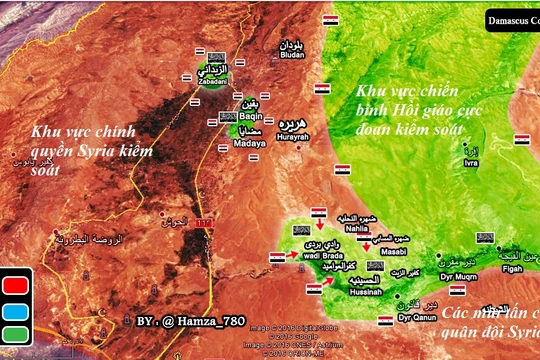 Tình hình chiến sự khu vực Wadi Barada ngoại ô Damascus