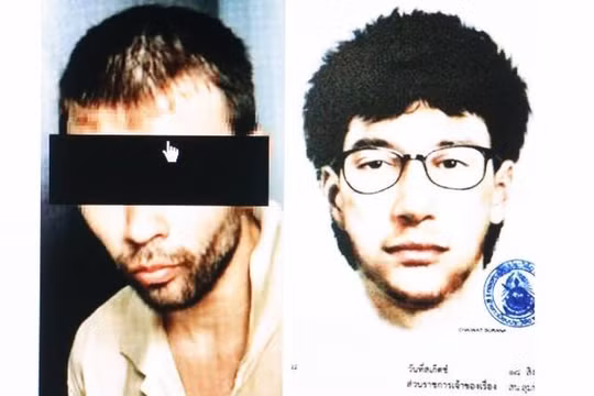 Chân dung nghi can nước ngoài bị bắt tại Thái Lan (trái) và phác thảo nghi can trước đây - Ảnh: Nation TV