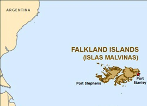 Quần đảo Falkland/Malvinas, nằm ở phía Nam Đại Tây Dương.