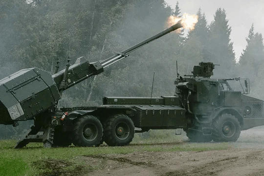 Pháo tự hành 155mm Archer ACS. Ảnh Militayry Ukraine.