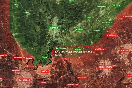 Khu vực chiến sự trong cuộc phản công trên miền bắc tỉnh Hama