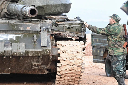 Binh sĩ quân đội Syria trên chiến trường Đông Ghouta - ảnh minh họa Masdar News