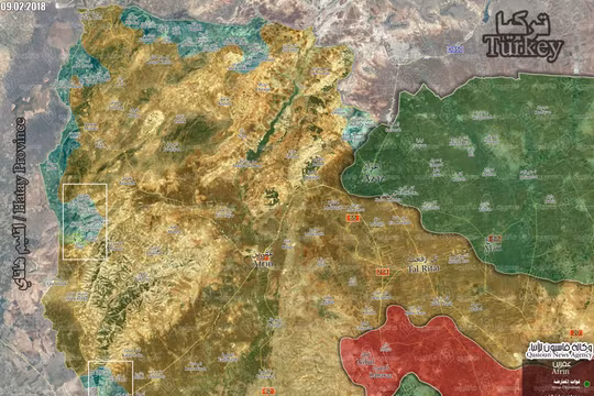 Khu vực tấn công của Liên quân Thổ Nhĩ Kỳ - FSA trên chiến trường Afrin. Ảnh truyền thông Thổ Nhĩ Kỳ