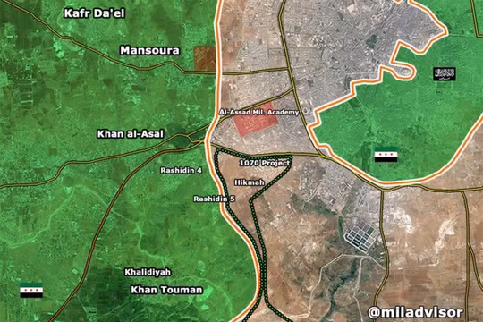 Bản đồ chiến sự Aleppo sáng ngày 01.08.2016