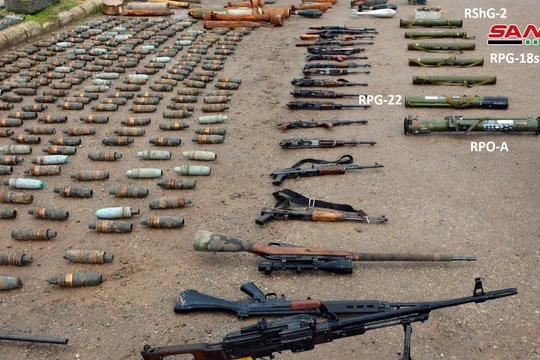 Quân đội Syria thu giữ vũ khí trang bị trên địa phận Hama. Ảnh minh họa: South Front.