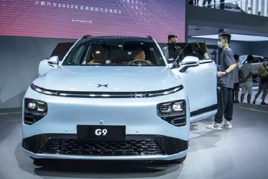 Xpeng giới thiệu chiếc SUV G9 sắp ra mắt tại triển lãm ô tô Thành Đô tháng 8/2022. Ảnh CNBC