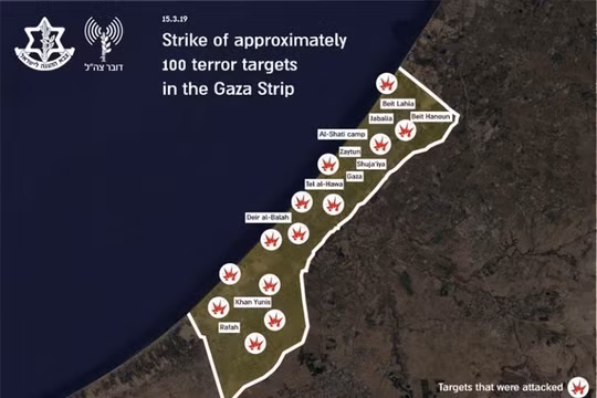 Israel không kích đến 100 mục tiêu trên Dải Gaza. Ảnh: South Front.