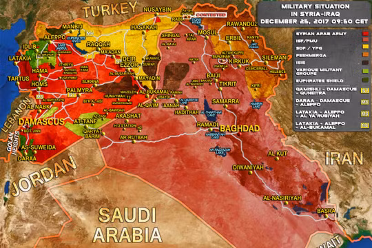 Tình hình chiến sự Syria - Iraq ngày 25.12.2017 theo South Front