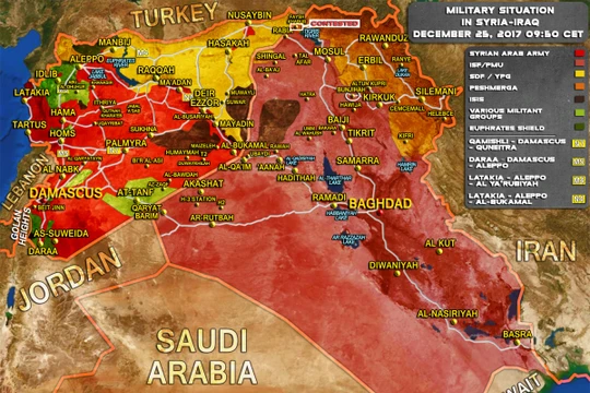 Tình hình chiến sự Syria - Iraq ngày 25.12.2017 theo South Front