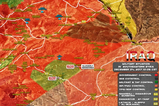 Bản đồ tình hình chiến sự Syria ngày 04.12.2017 theo South Front