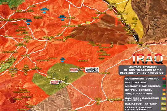 Bản đồ tình hình chiến sự Syria ngày 04.12.2017 theo South Front
