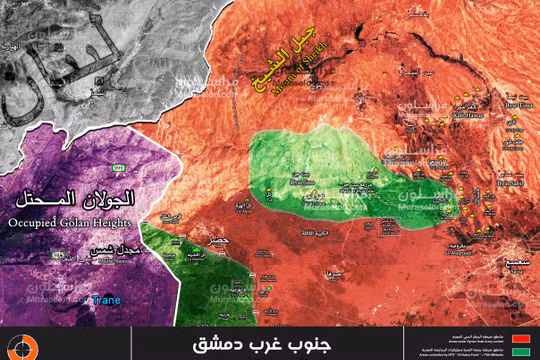 Khu vực Beit Jinn, ô vuông là 2 trang trại mà quân đội Syria vừa giải phóng - ảnh Muraselon