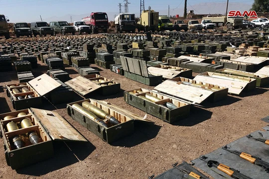 Một số lượng vũ khí khổng lồ bị phát hiện ở tỉnh Quneitra và Daraa. Ảnh minh họa: SANA.