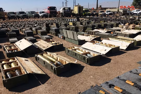 Một số lượng vũ khí khổng lồ bị phát hiện ở tỉnh Quneitra và Daraa. Ảnh minh họa: SANA.