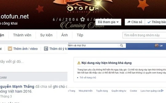 Group OtoFun trên Facebook đột nhiên biến mất