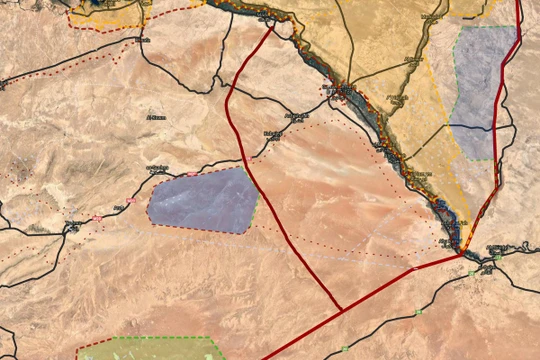 Tình hình phân chia lực lượng hai bên dòng sông Euphates thuộc tỉnh Deir Ezzor. Bản đồ South Front