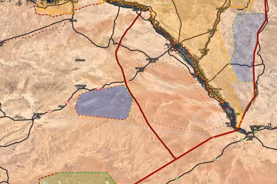 Tình hình phân chia lực lượng hai bên dòng sông Euphates thuộc tỉnh Deir Ezzor. Bản đồ South Front