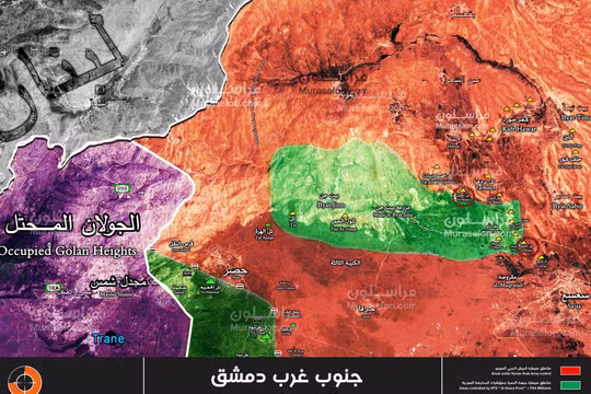 Bản đồ khu vực Beit Jinn gần cao nguyên Golan, vòng tròn là khu vực mới giải phóng - ảnh Muraselon