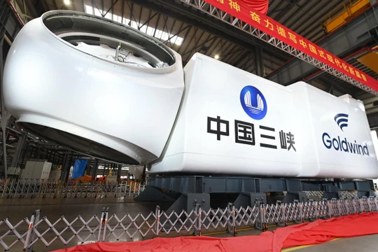 Xuất xưởng động cơ tuabin điện gió lớn nhất thế giới 16MW. Ảnh ChinaDaily