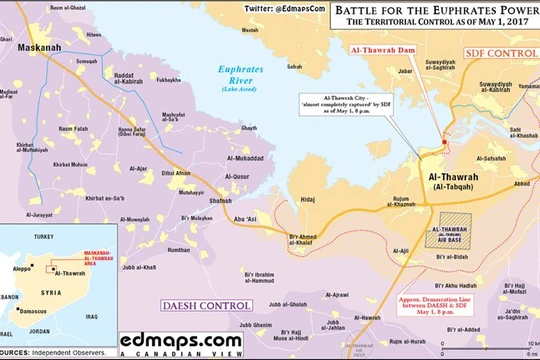 Bản đồ khu vực chiến trường thành phố Tabqa