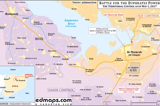 Bản đồ khu vực chiến trường thành phố Tabqa