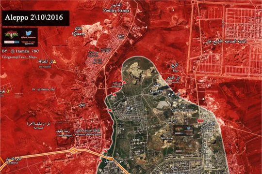 Bản đồ chiến sự thành phố Aleppo ngày 02.10.2016