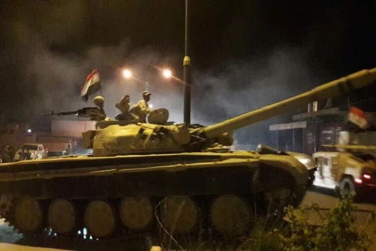 Xe tăng quân đội Iraq trong thành phố Kirkuk - ảnh Iraq Today