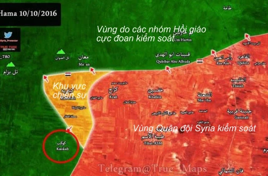 Bản đồ chiến sự vùng nông thôn miền Bắc Hama