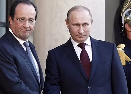 Tổng thống Pháp Francois Hollande và người đồng cấp Nga, Vladimir Putin 