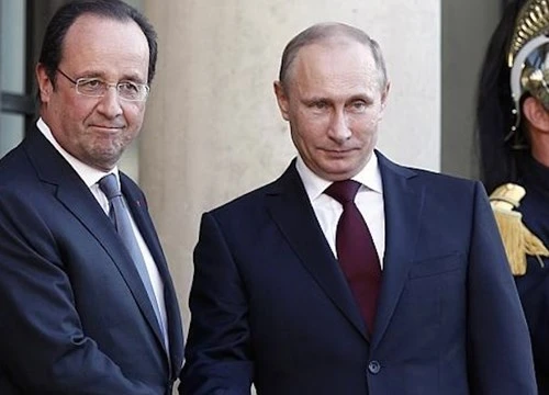 Tổng thống Pháp Francois Hollande và người đồng cấp Nga, Vladimir Putin 