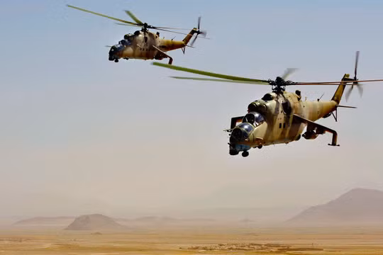 Trực thăng Mi-24 không quân Nga chiến đấu trên bầu trời Syria