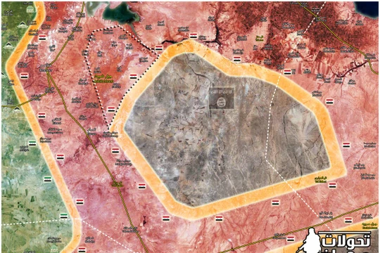 Bản đồ cuộc tấn công truy quét IS của quân đội Syria trên vùng nông thôn Aleppo