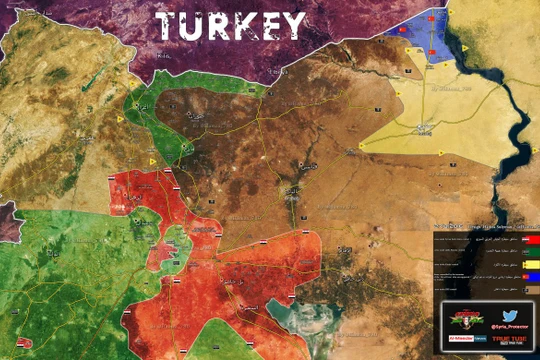 Bản đồ chiến sự miền Bắc tỉnh Aleppo ngày 27.08.2016