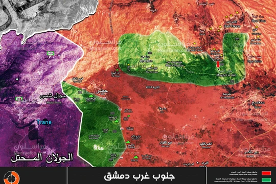 Bản đồ tình hình chiến sự vùng Beit Jinn, gần cao nguyên Golan - ảnh Muraselon