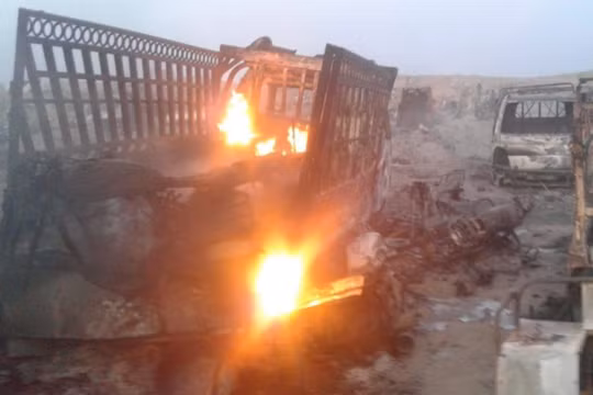 Hậu quả những cuộc tập kích hỏa lực dữ dội của không quân thuộc liên minh quân sự do Mỹ dẫn đầu đánh vào thung lũng sông Euphrates. Ảnh: South Front.