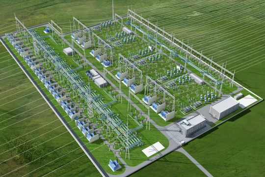  Trạm biến áp của dự án dòng điện xoay chiều siêu cao áp ở thành phố Thành Đô, tỉnh Tứ Xuyên phía tây nam Trung Quốc. Ảnh Tổng công ty điện lưới quốc gia Trung Quốc