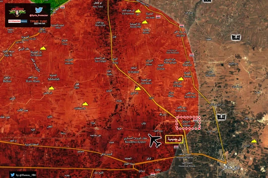 Cao điểm chiến lược Humaymah vừa giải phóng gần sân bay Kuweires, đông Aleppo