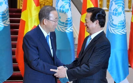 Thủ tướng Nguyễn Tấn Dũng và Tổng Thư ký Liên Hợp Quốc Ban Ki-moon - Ảnh: VGP 