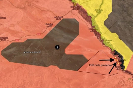 Các mũi tiến công của IS đánh vào thành phố Abukamal. Ảnh South Front 