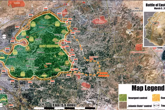 Tồng quan tình hình chiến trường Đông Ghouta ngày 03.03.2018 theo Masdar News