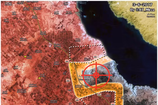 Bản đồ chiến trường, mục tiêu thị trấn Maskanah trong chiến dịch phía đông Aleppo
